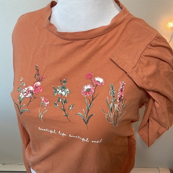 Beautiful Life Beautiful Soul Tied Long Sleeve Shirt w/ Floral Design.Large. - Picture 6 of 7